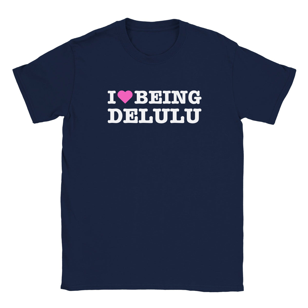 I LOVE BEING DELULU - BABY TEE – Navy