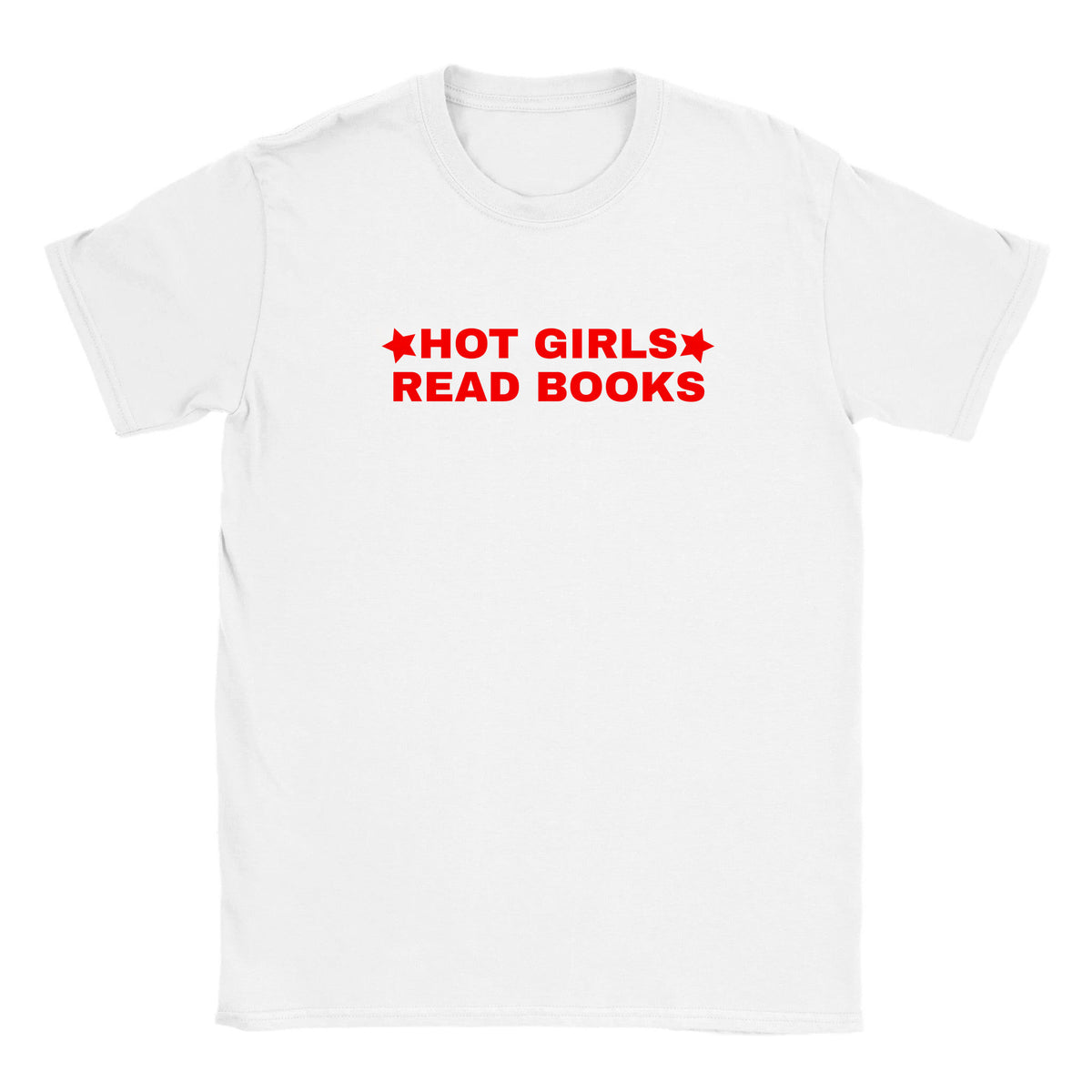 HOT GIRLS READ BOOKS - BABY TEE – White