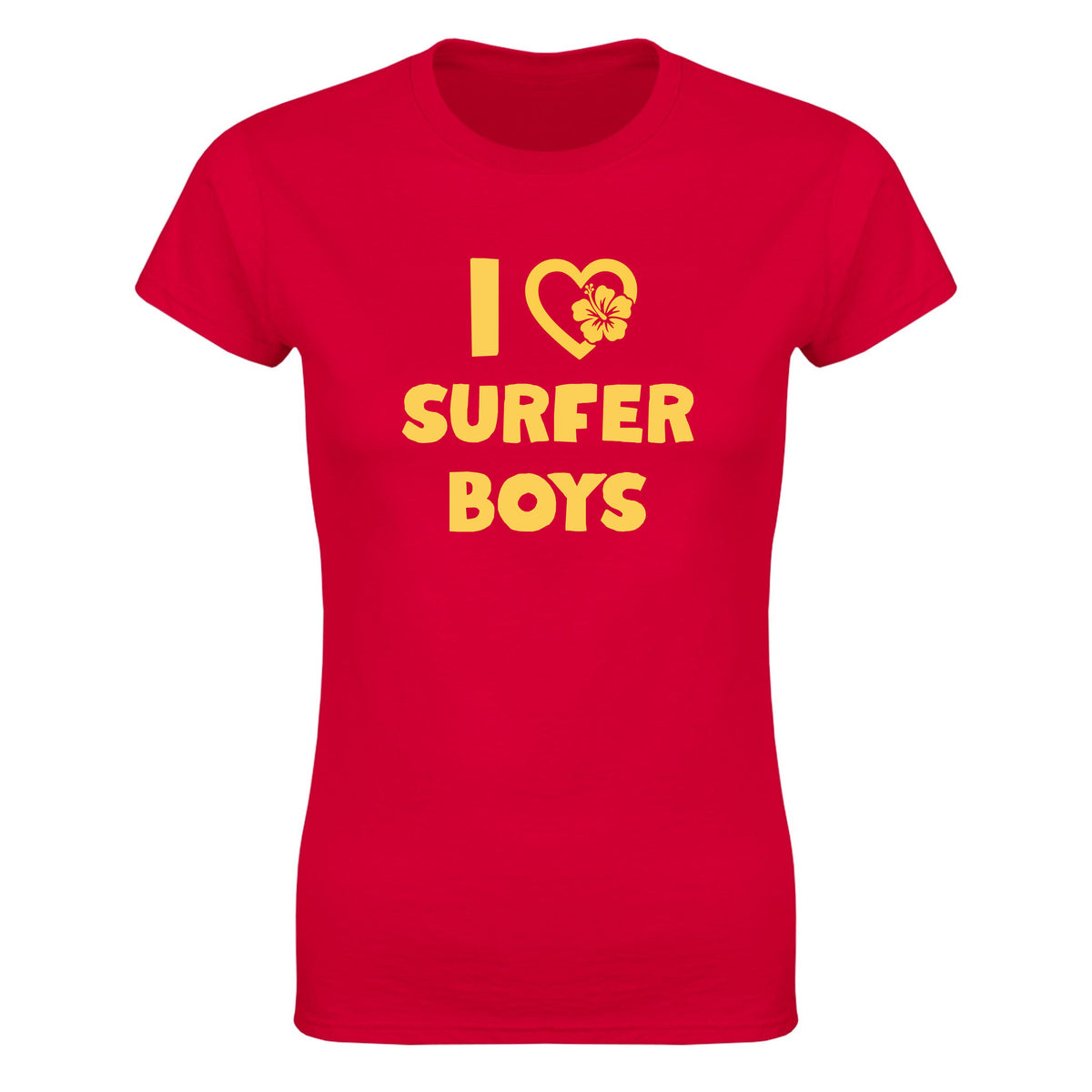 I LOVE SURFER BOYS - WOMEN'S TEE – Red
