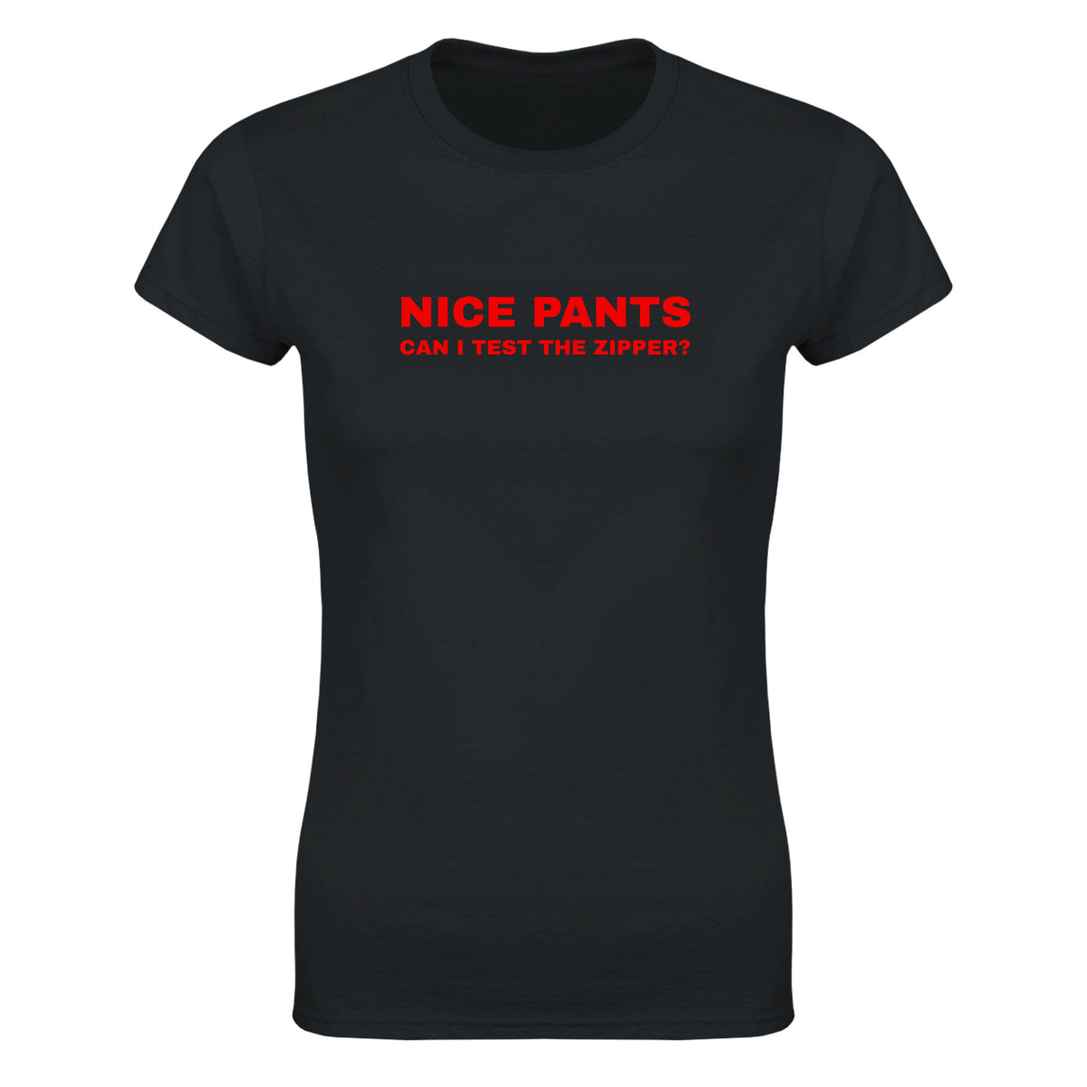 NICE PANTS CAN I TEST THE ZIPPER? - WOMEN'S TEE – Black