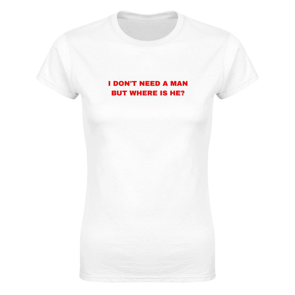 I DON'T NEED A MAN BUT WHERE IS HE? - WOMEN'S TEE – White