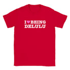 I LOVE BEING DELULU - BABY TEE – Red