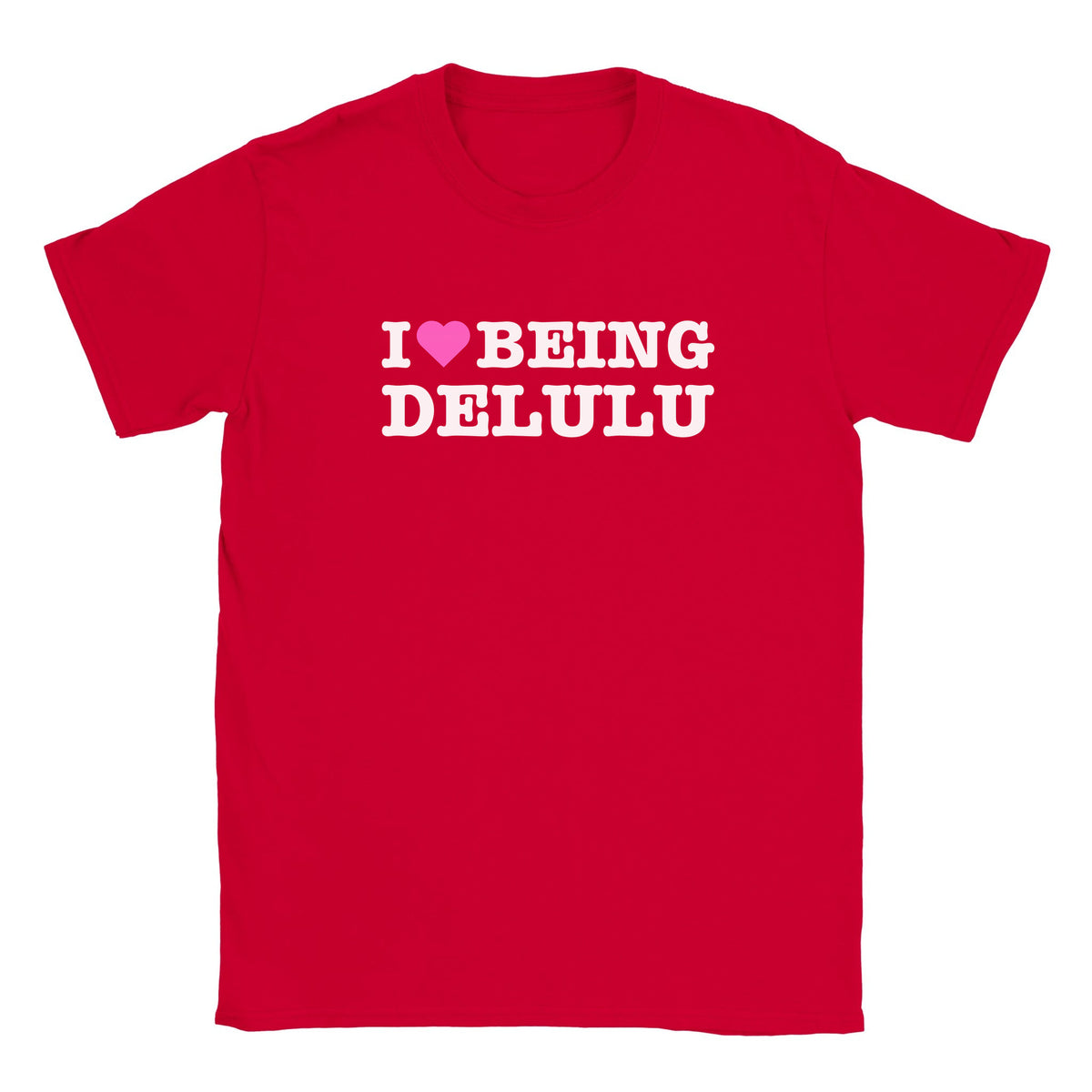 I LOVE BEING DELULU - BABY TEE – Red