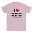 I LOVE SURFERS SKATERS SNOWBOARDERS - BABY TEE – Light Pink