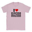 I LOVE SURFERS SKATERS SNOWBOARDERS - BABY TEE – Light Pink