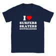 I LOVE SURFERS SKATERS SNOWBOARDERS - BABY TEE – Navy