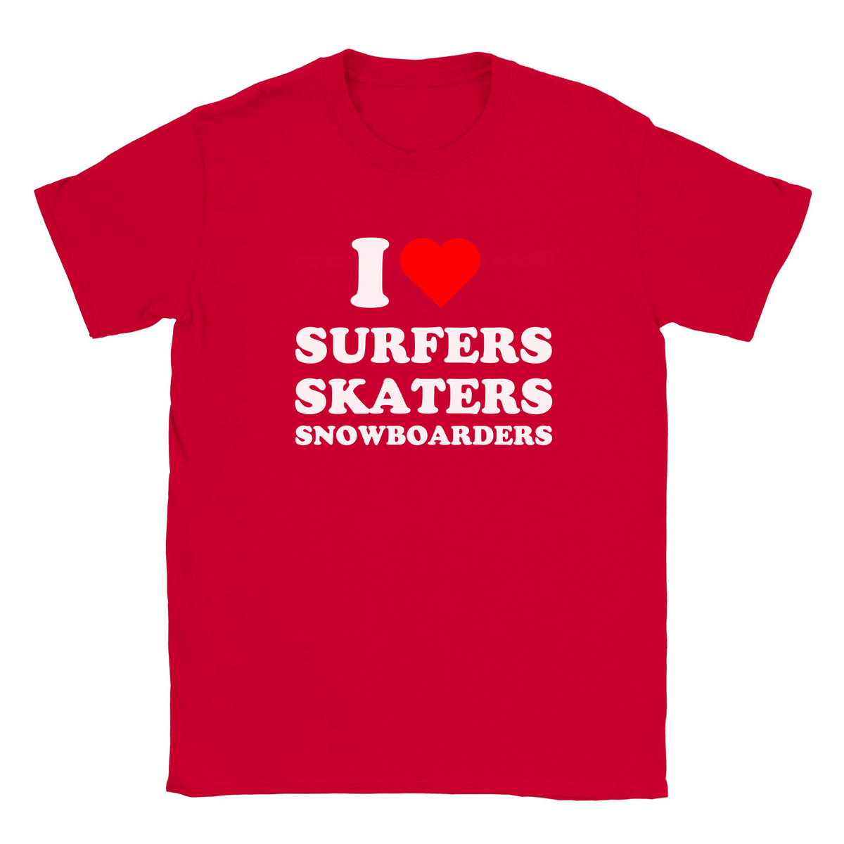 I LOVE SURFERS SKATERS SNOWBOARDERS - BABY TEE – Red