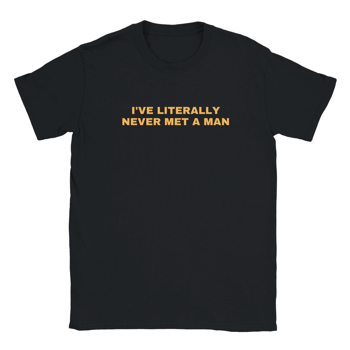 I'VE LITERALLY NEVER MET A MAN - BABY TEE – Black