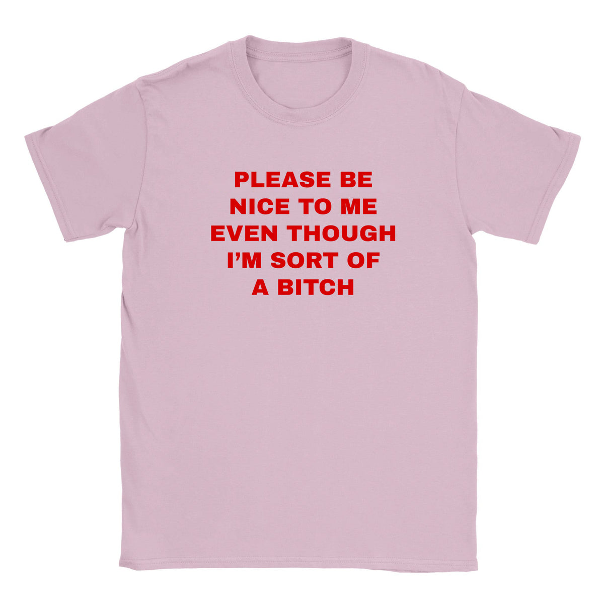 PLEASE BE NICE TO ME EVEN THOUGH I'M SORT OF A BITCH - BABY TEE – Light Pink