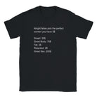 ALRIGHT FELLAS PICK THE PERFECT WOMEN YOU HAVE 5$ - BABY TEE – Black