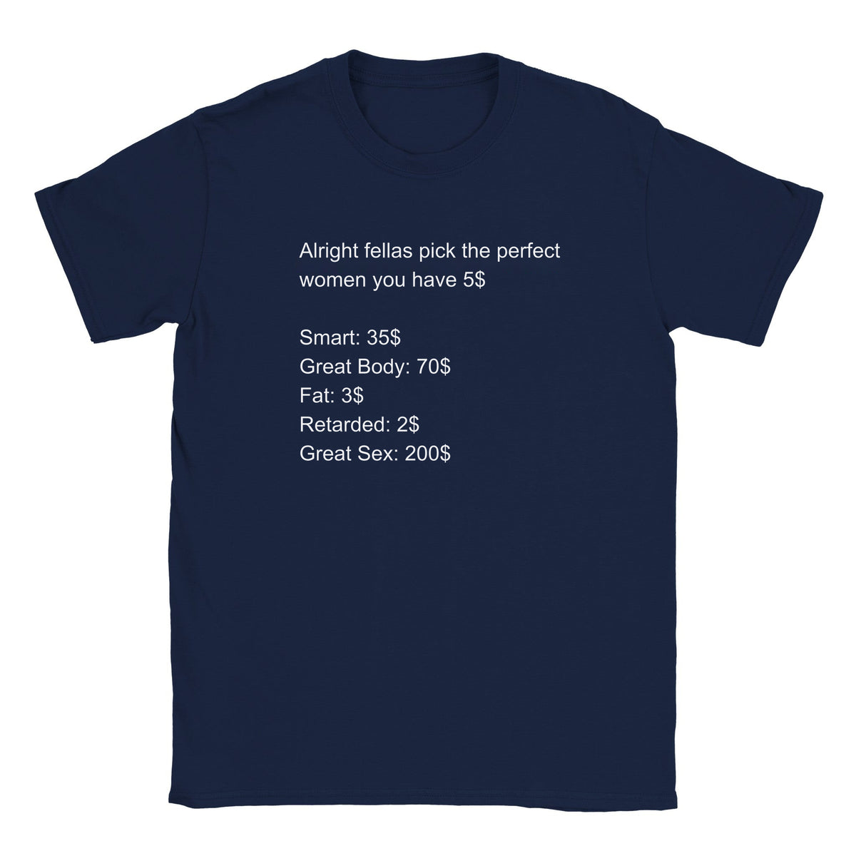 ALRIGHT FELLAS PICK THE PERFECT WOMEN YOU HAVE 5$ - BABY TEE – Navy