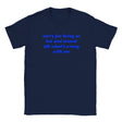SORRY FOR BEING SO HOT AND STONED IDK WHAT'S WRONG WITH ME - BABY TEE – Navy
