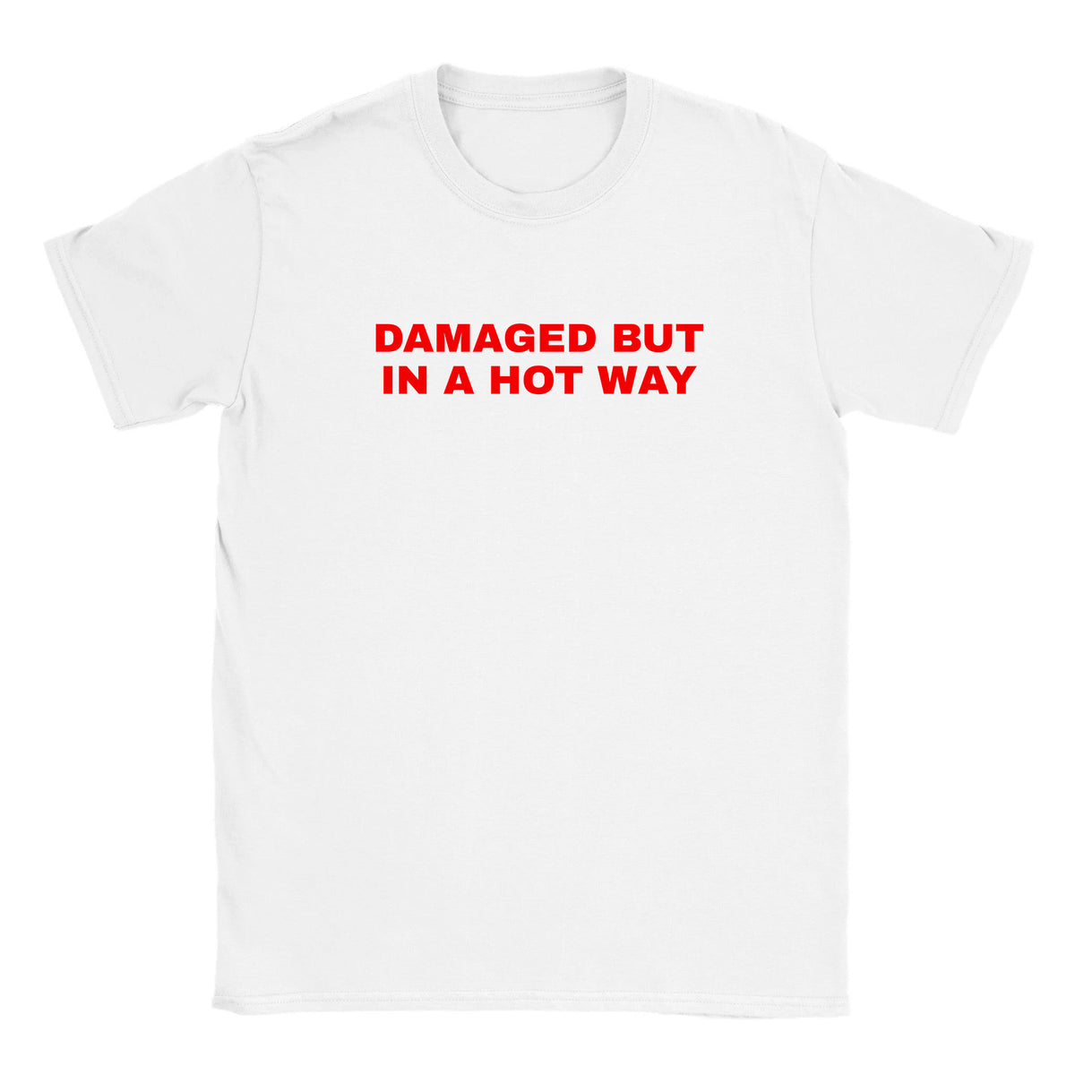 DAMAGED BUT IN A HOT WAY - BABY TEE – White