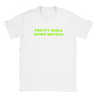 PRETTY GIRLS DRINK MATCHA - BABY TEE – White