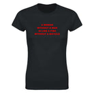 A WOMAN WITHOUT A MAN IS LIKE A FISH WITHOUT A BICYCLE - WOMEN'S TEE – Black