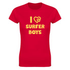 I LOVE SURFER BOYS - WOMEN'S TEE – Red