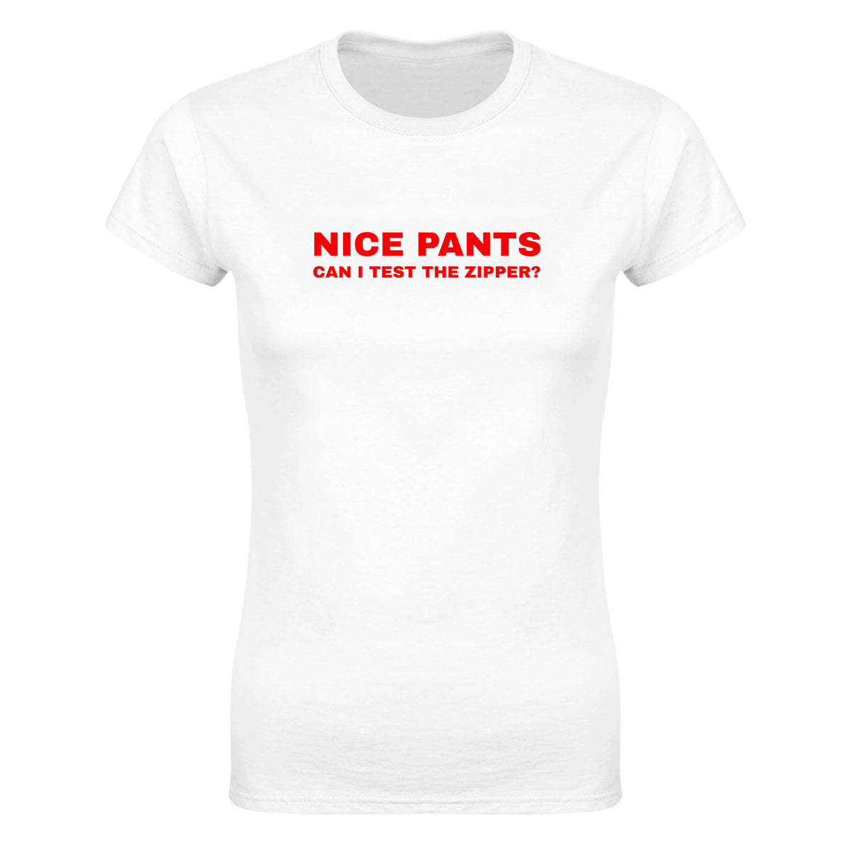 NICE PANTS CAN I TEST THE ZIPPER? - WOMEN'S TEE – White