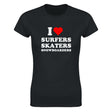 I LOVE SURFERS SKATERS SNOWBOARDERS - WOMEN'S TEE – Black