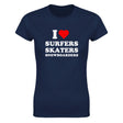 I LOVE SURFERS SKATERS SNOWBOARDERS - WOMEN'S TEE – Navy