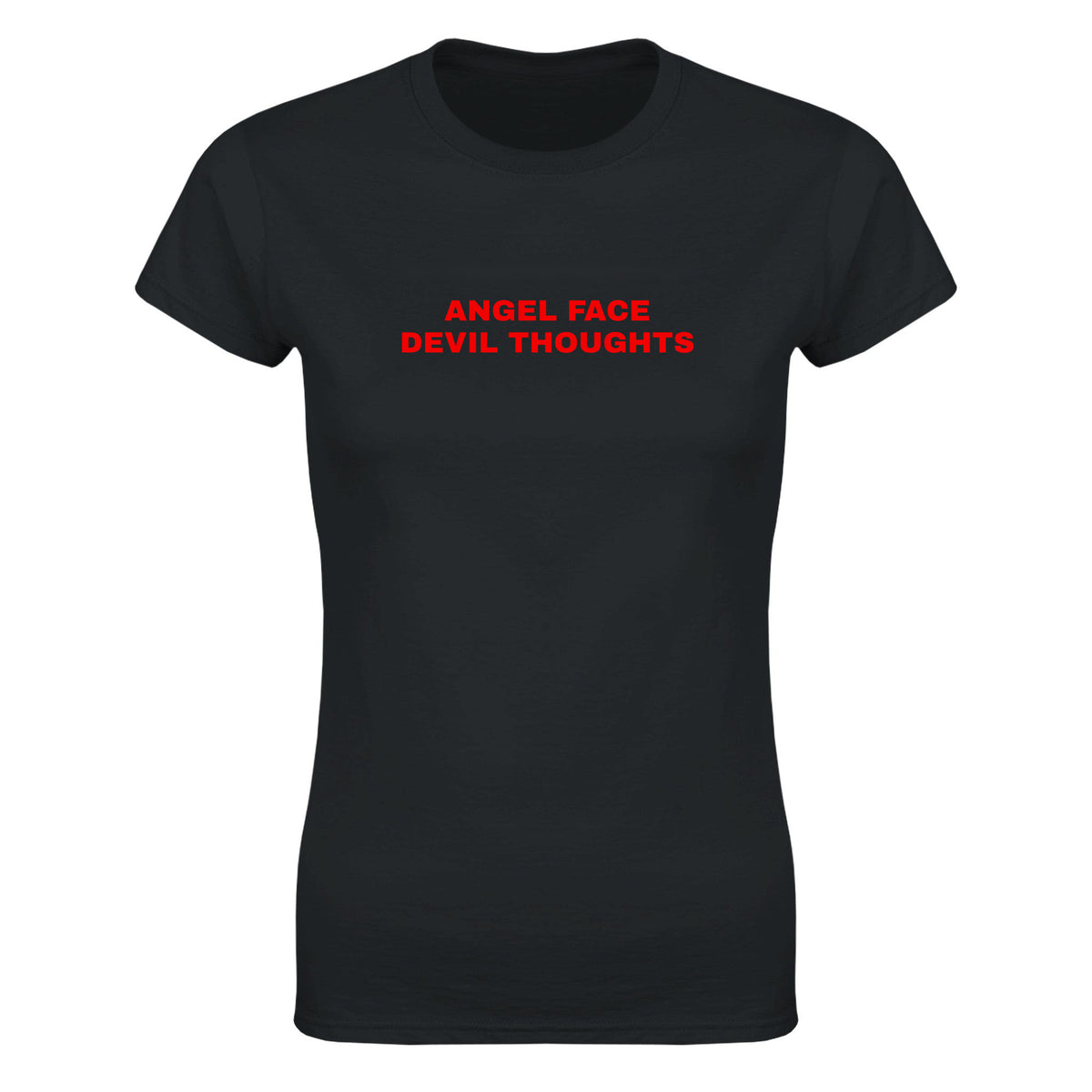 ANGEL FACE DEVIL THOUGHTS - WOMEN'S TEE – Black