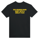 90S GRUNGE BAND SHIRT WITH A SMILEY FACE - TEE – Black