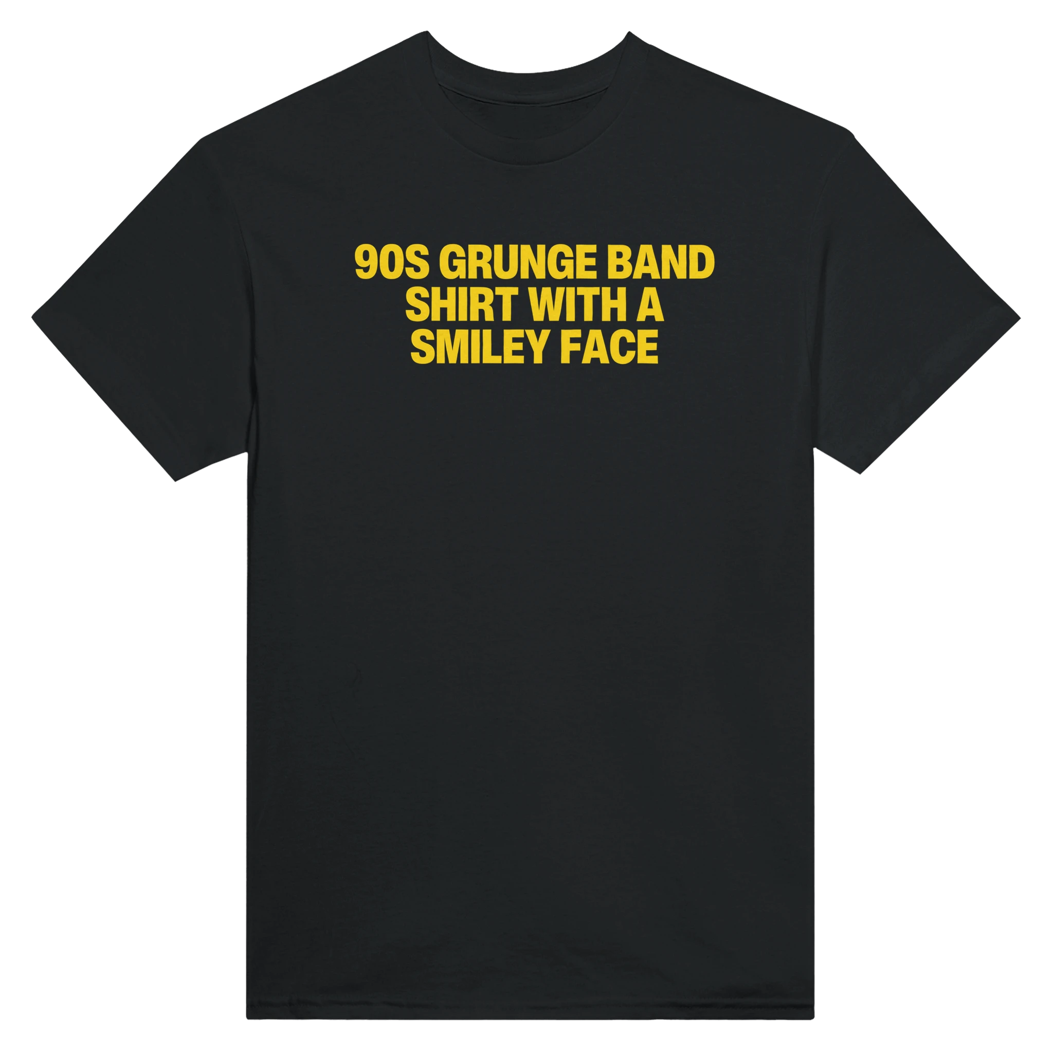 90S GRUNGE BAND SHIRT WITH A SMILEY FACE - TEE – Black