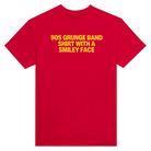 90S GRUNGE BAND SHIRT WITH A SMILEY FACE - TEE – Red