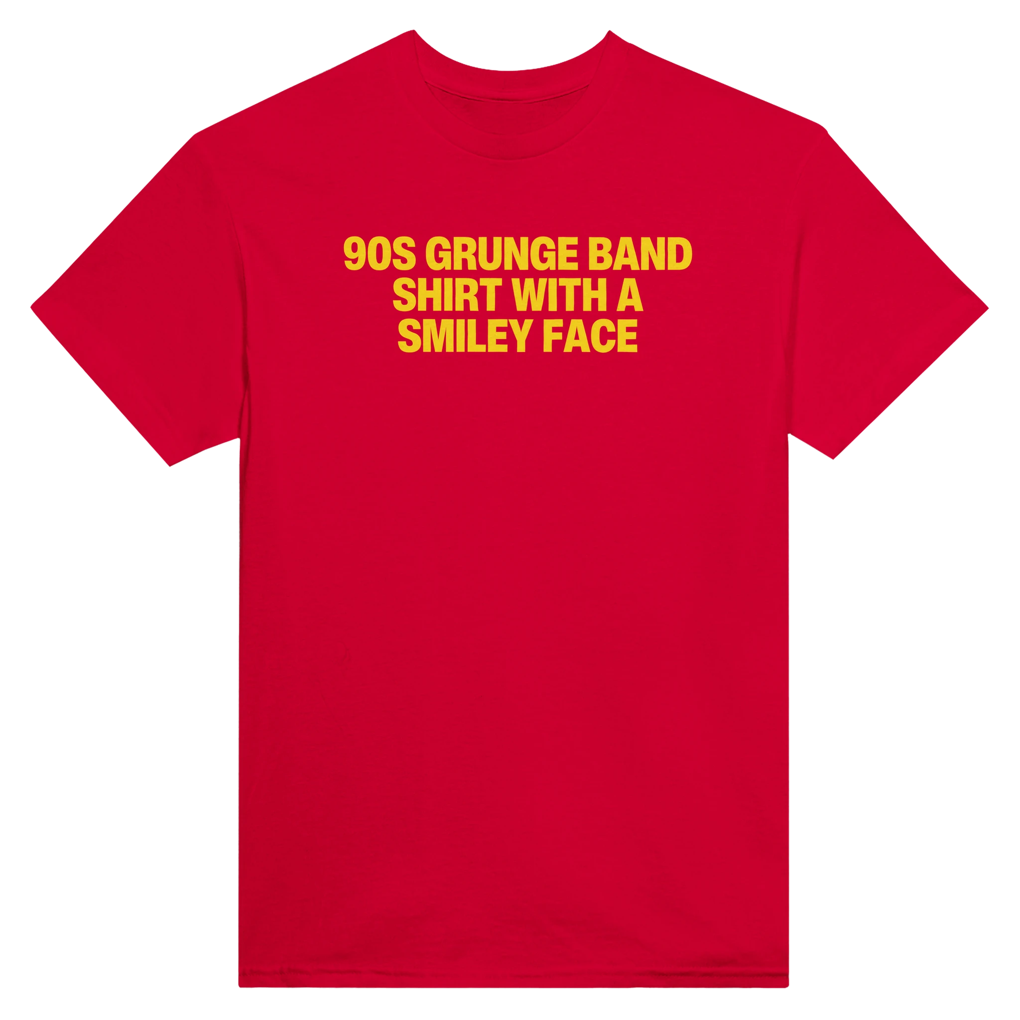 90S GRUNGE BAND SHIRT WITH A SMILEY FACE - TEE – Red
