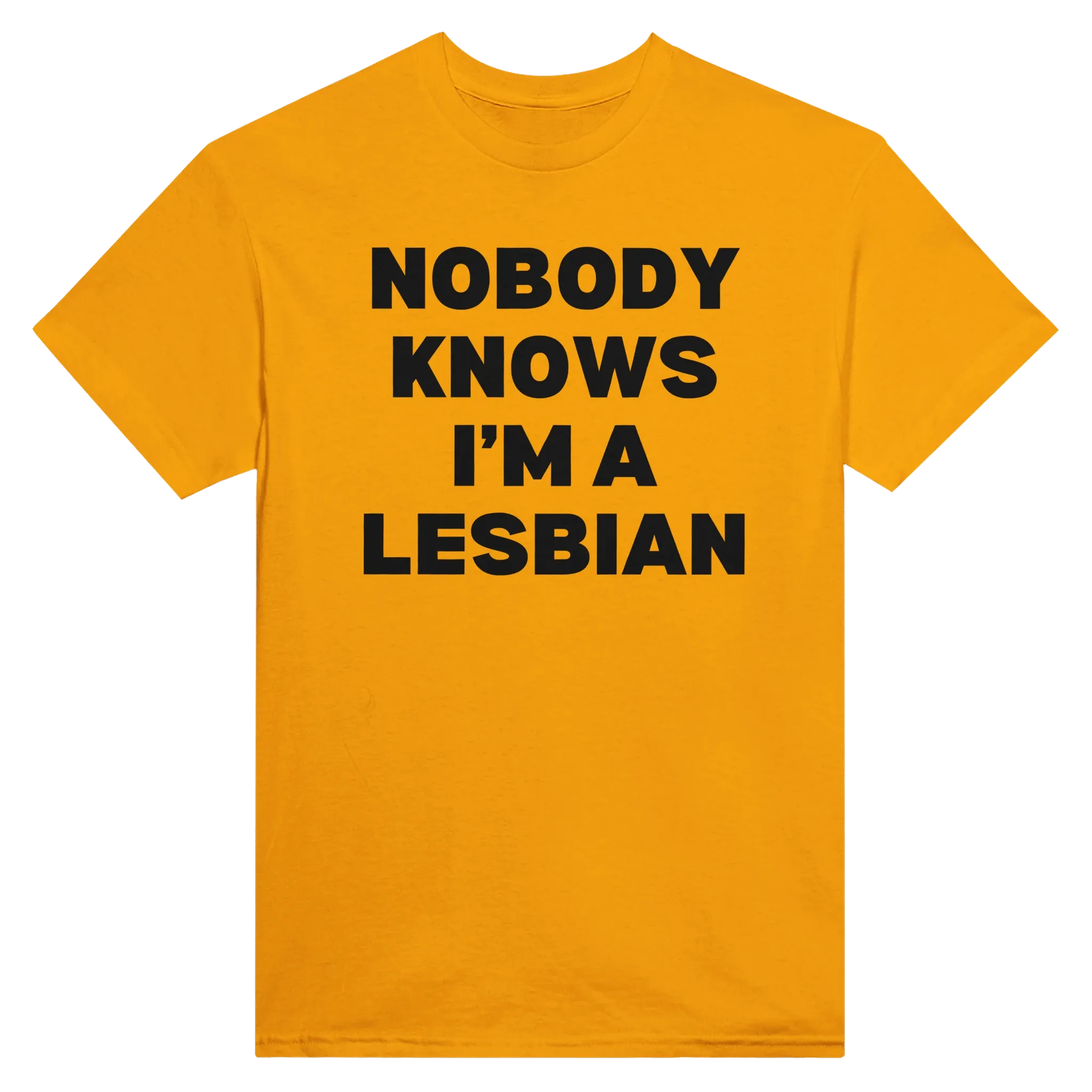 NOBODY KNOWS I'M A LESBIAN - TEE – Gold